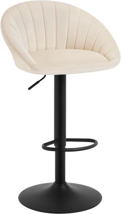 Woltu Juego De 1 Taburete De Bar De Terciopelo, Sillas De Bar Giratorias Ajustables, Color Beige Y Negro - Woltu