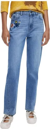 Desigual Geborduurde Bloemen Jeans - Dames - Regular Fit Jeans - Blauw - L - Katoen - Jeans