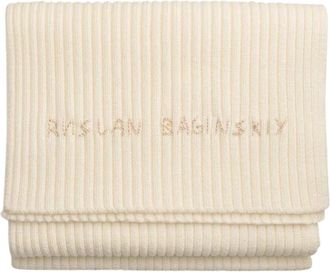 Ruslan Baginskiy Bufanda de lana con monograma bordado - Accessories - Mujer - Beige - ONE SIZE