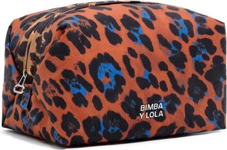 Bimba & Lola leopard-print zip-top make-up bag - women - Polyamide/Polyester/Polyester - One Size - Red