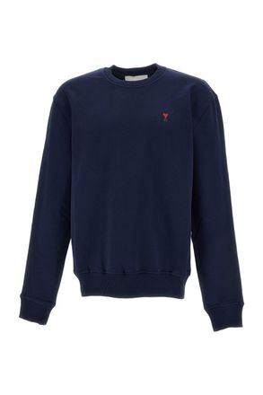 Ami Crewneck Sweatshirt with Signature Red Ami de Coeur Embroidery