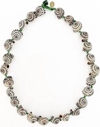 Clare Vivier Womens Checker Shell Necklace In Black/cream