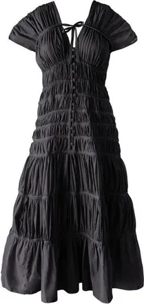 Brunna.Co The Srikandi Ruffle Maxi Dress in Black at Nordstrom, Size Medium P