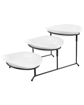 Elama 3 Tier Oval Plate Porcelain Serveware Set