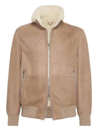 Brunello Cucinelli Leather Bomber Jacket-Uomo