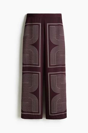 H&M Gerade Hose - Weinrot/Gemustert