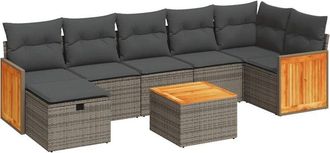 vidaXL Set De Sof&aacute;s De Jard&iacute;n Y Cojines 8 Piezas Rat&aacute;n Sint&eacute;tico Gris Vidaxl