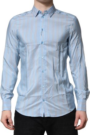 Dolce & Gabbana Light Blue MARTINI Striped Formal Dress Mens Shirt (Pre-Owned)