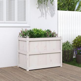 vidaXL Jardinera De Madera Maciza De Pino Blanca 90x50x70 Cm Vidaxl