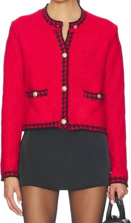 John & Jenn Benedict Cardigan Top In Preppy Crimson
