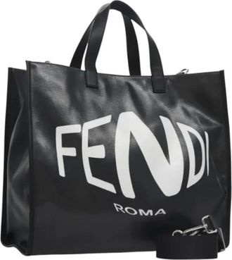 Fendi Pre-owned Tote Bags, female, Black, Size: ONE SIZE Pre-owned Coated Canvas Tote Bag