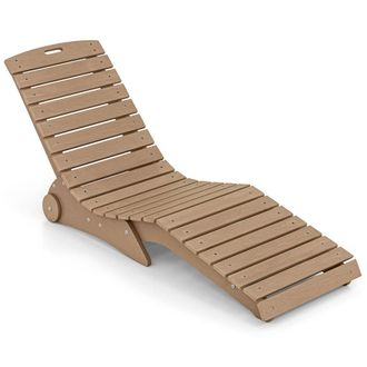 Costway Costway In-Pool Lounge Chair HDPE Pool Chaise Lounger w/ Wheels 205KG Capacity in Brown