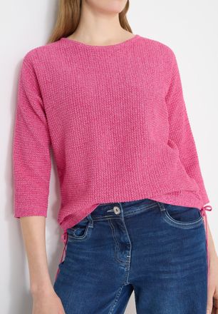 Cecil 3/4 Arm-Pullover CECIL, Damen, Gr. XXL (46), beetroot pink, Strick, Obermaterial: 100% Baumwolle, unifarben, l&auml;ssig geschnitten h&uuml;ftbedeckend, U-Boot-