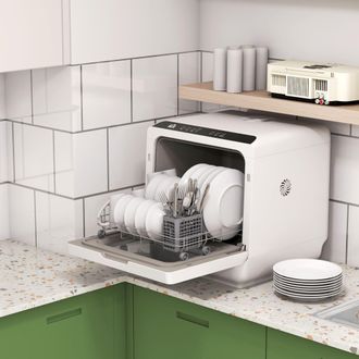 HOMCOM Worktop Dishwasher w/ 4 Place Settings 6 Programs