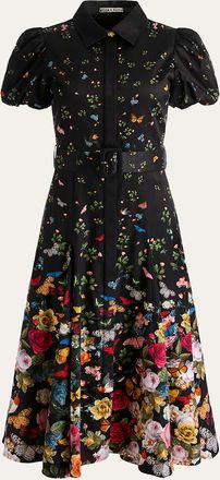 Alice & Olivia Henrietta Belted Midi Dress