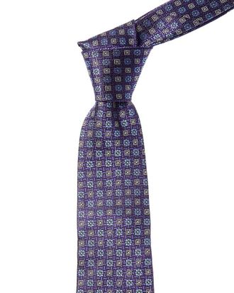 Canali Purple Floral Squares Silk Tie