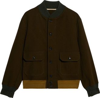 Fortela Cruiser Wool Twill Bomber Jacket in Army Green at Nordstrom, Size 54 Eu