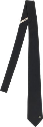 Valentino Garavani Black Vlogo Silk Tie
