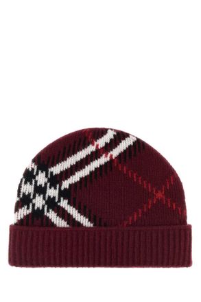 Burberry 8132889 Plaid Intarsia Beanie - Red