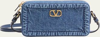 Valentino Garavani Alltime Mini Denim Camera Crossbody Bag