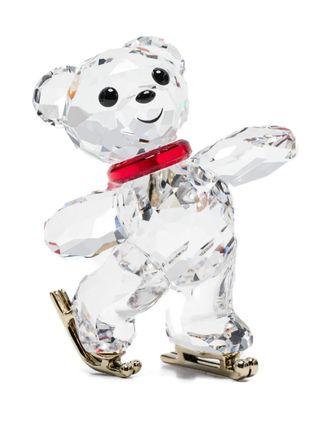 Swarovski Kris Bear 130th Anniversary crystal ice-skate bear figurine - unisex - Swarovski Crystal/Gold Plated Metal - One Size - White