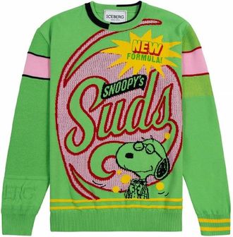 Iceberg Snoopy Dames T-shirt - Heren - Ronde hals truien - Groen - L - Katoen - Truien & Vesten