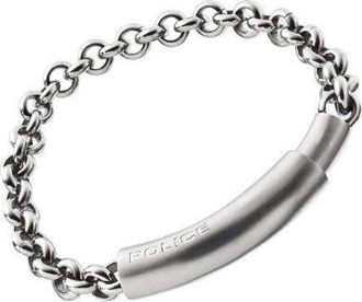 Police Mens : CLEAR Bracelet - Silver Leather - One Size