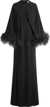 16Arlington Adelar avondjurk met veren afwerking - Zwart