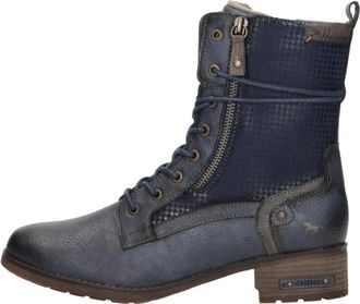 Mustang Lace-up Boots - Dames - Veterlaarzen - Blauw - 40 EU - Leer - Schoenen