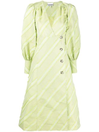 Ganni Abito con scollo a V - Verde