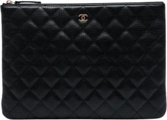 Chanel Pre-owned Clutches, female, Black, Size: ONE SIZE Pre-owned Vintage Leather Clutch