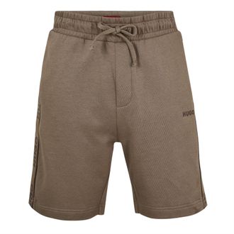 HUGO BOSS Heren Sweat Shorts met Zijdelings Logo van Katoenmix (Beige/Zwart)