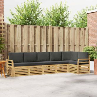 vidaXL Vidaxl Set Di Divani Da Esterno 6 Pz Bianco E Antracite Poliestere