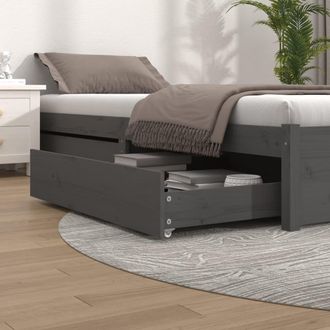 vidaXL Cajones De Cama 2 Unidades Madera Maciza De Pino Gris Vidaxl