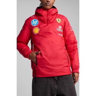 Puma Scuderia Ferrari Team Motosport Reversible Hooded Popover Jacket in Dark Cherry at Nordstrom, Size Xx-Large