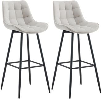 Clp Set De 2 Taburetes De Bar Dartford Gris Terciopelo