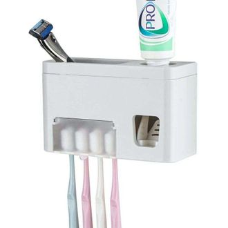 OEM Soporte Autoadhesivo Para Cepillos De Dientes De Pared, Soporte Multifuncional Para Pasta De Dientes Con Tapa, Dispensador Autom&aacute;tico De Pasta De Dien