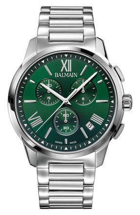 Balmain Madrigal Bracelet Chronograph Watch, 42mm in Stainless Steel at Nordstrom