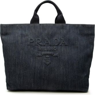 Prada Pre-owned Prada Debossed Denim Logo Drill Tote Ladies 7AVDVCSAGJUP7HK7
