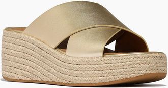 FitFlop Womens Fitflop Platfforms Leather Womens Platino Sandals - Gold - Size: 7