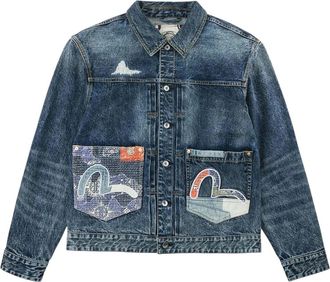 Evisu Ht, Denim Jacket w/ Boro Seagull Patch Pocket