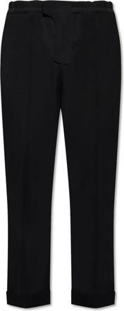 Balmain Wollen broek met stiksels op de benen - Heren - Nette broeken - Zwart - M - Wol - Broeken