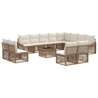 vidaXL Conjunto De Sof&aacute;s De Jard&iacute;n 13 Pcs Beige Rat&aacute;n Sint&eacute;tico Vidaxl