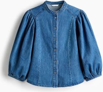 H&M Denim Blouse in Denim Blue at Nordstrom, Size Xx-Large