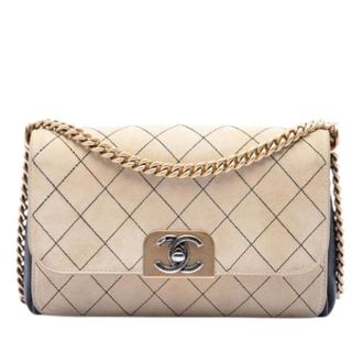 Chanel Pre-owned Flap Shoulder Bag - Dames - Pre-owned - Beige - Maat: ONE Size Zijde