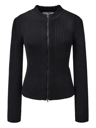 Amomento mock-neck ribbed cardigan - Black