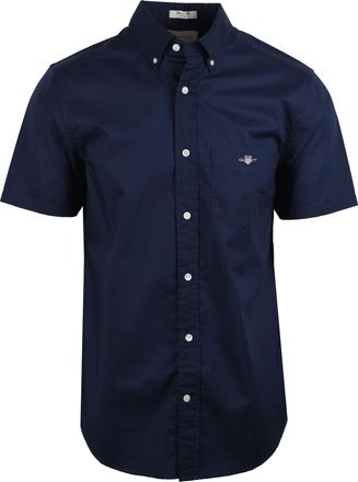 GANT Mens Reg Poplin Short Sleeve Shirt Marine - Navy Cotton - Size 3XL