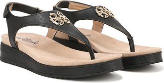 Life Stride Zeeta Thong Sandals Womens Sandals Black : 8.5 M (B), Leather