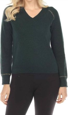 Johnny Was Dawn Metallic Whipstitch Sweater In Green