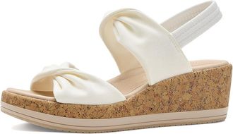 Life Stride Riley Slingback Sandals Womens Wedge Shoes Bright White : 7.5 M (B), Textile